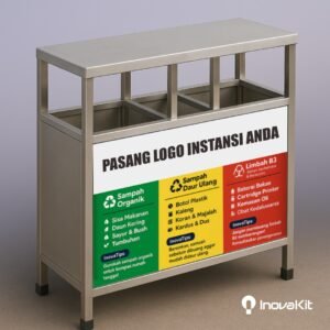 Tempat Sampah Stainless 3 in 1 Model Kotak