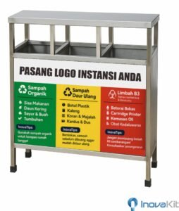 Tempat Sampah Stainless - Pasang logo 3