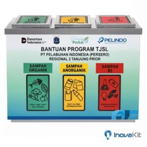 Tempat Sampah Stainless 3 in 1 Model Kotak 1