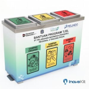 Tempat Sampah Stainless 3 in 1 Model Kotak 1
