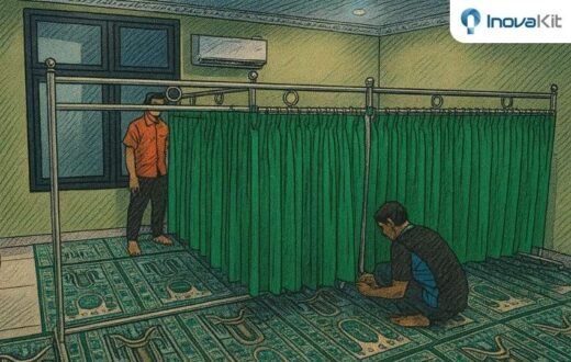 Cara Perbaikan Pembatas Shaf Kain